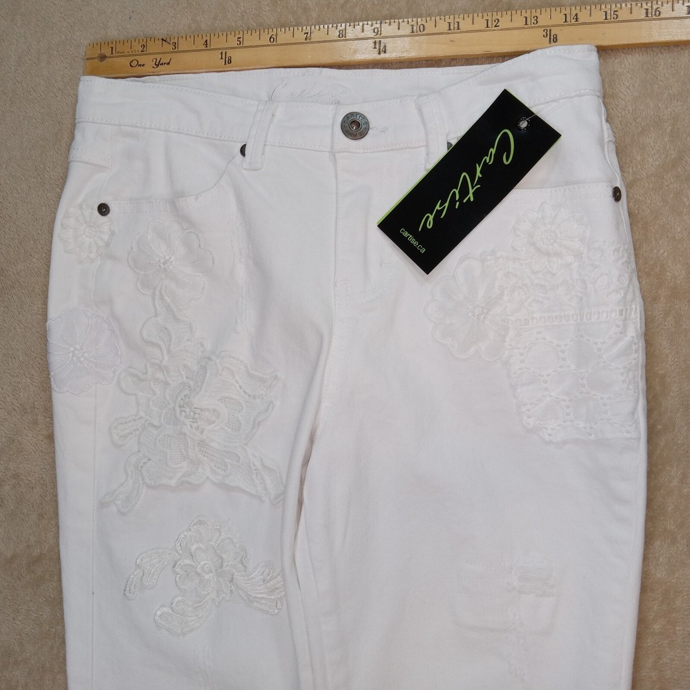 Cartise NWT Women's Enbroidered Stretch Jeans Size 4 White - Picture 6 of 15